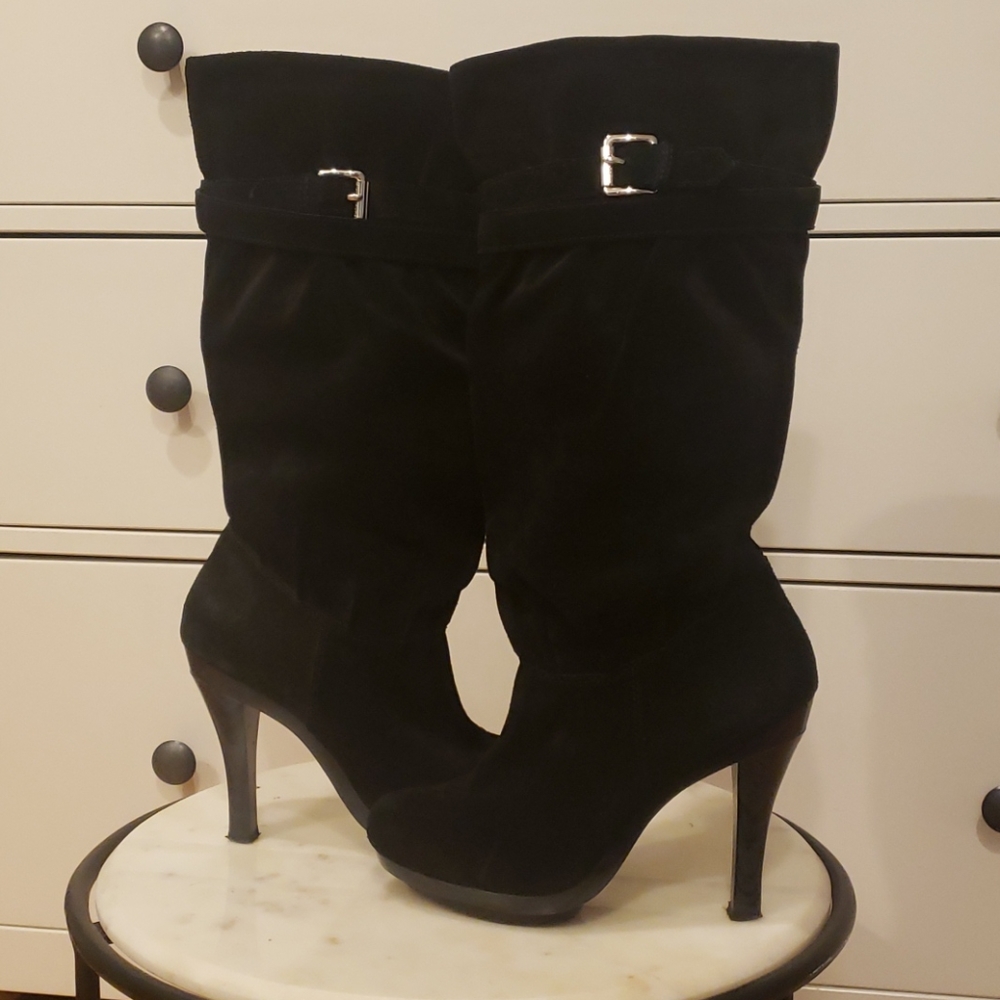 Michael Kors Kincaid Boots - Black Suede Slouch